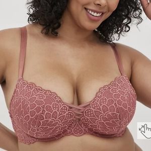 💗Torrid NWT XO Push-Up Plunge Bra Lace Rose Underwire Adjustable Strap 42DDD